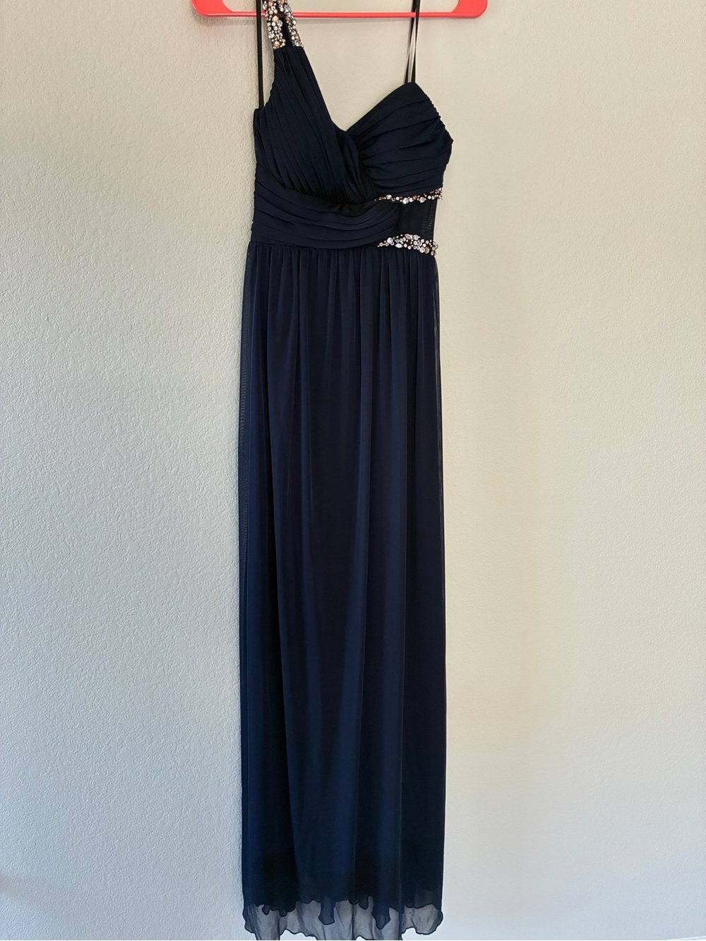 City Studio Navy Beaded Chiffon Maxi Dress